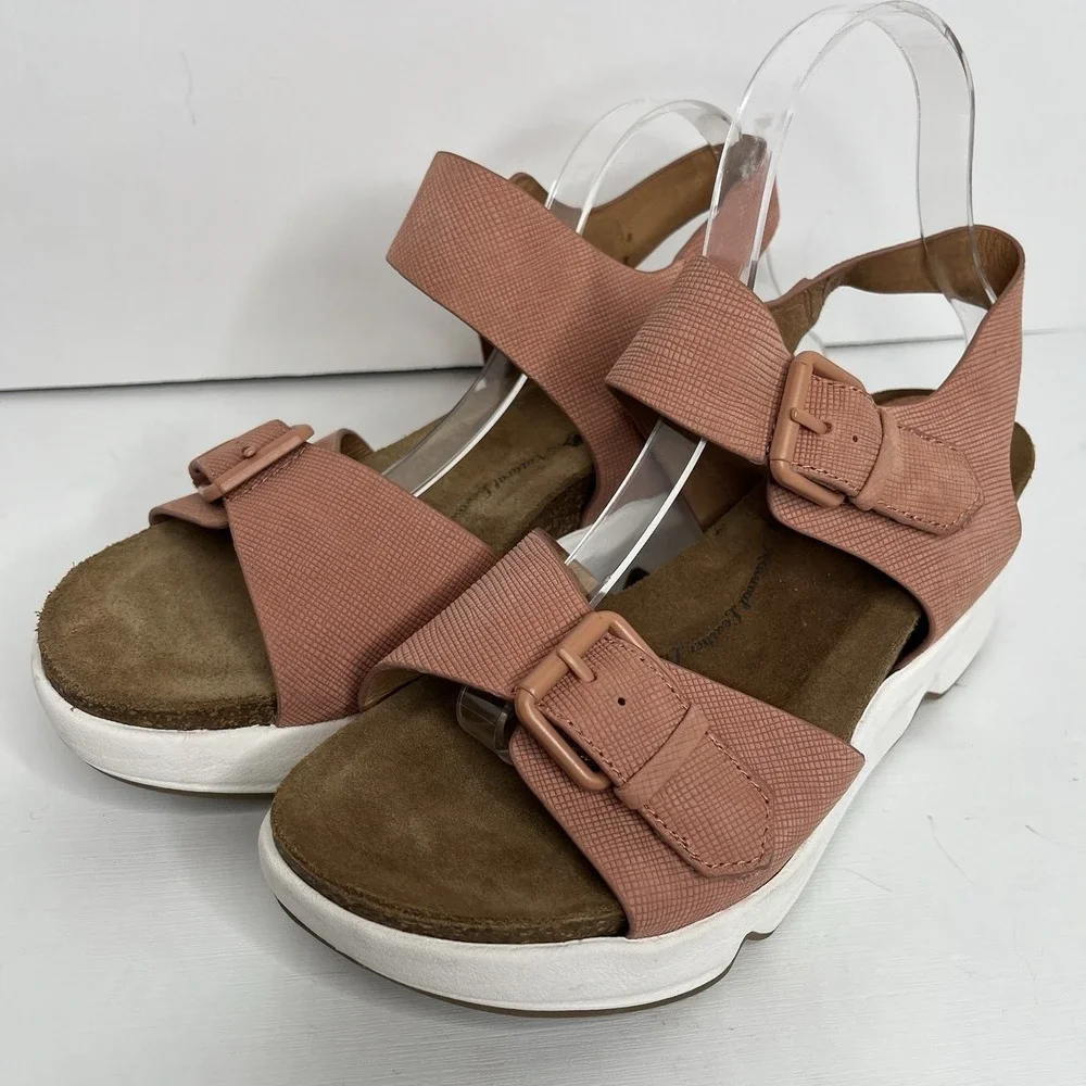 Sofft Sandals Womens 9 M Castello Ankle Strap Earth Leather Comfort Wedge Heels